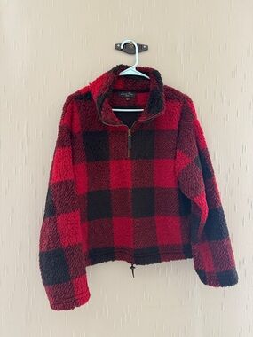 Love Tree Red and Black Sherpa Pullover